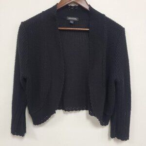 Notations Womens Open Knit Fairy Grunge‎ Cropped Cardigan Size L Black Classic